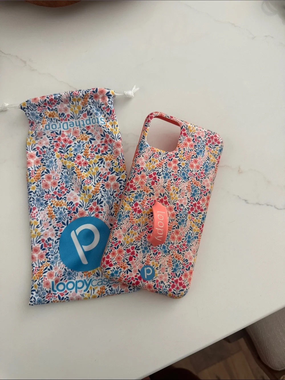 Loopy Case Floral Multicolor Phone Case with Pink Grip